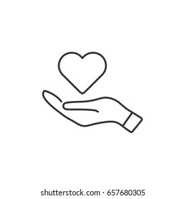 Heart In Hand Icon Outline