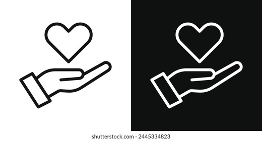 Heart in Hand Icon Set. Compassion and Care Symbols.