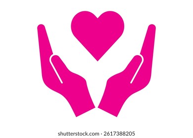 Heart in hand icon set. Donation and giving aid concept , Hands holding heart icon. Love icon. Health, medicine symbol. Healthcare hands holding heart flat and line style - stock vector.