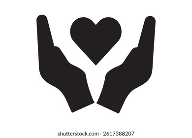 Heart in hand icon set. Donation and giving aid concept , Hands holding heart icon. Love icon. Health, medicine symbol. Healthcare hands holding heart flat and line style - stock vector.