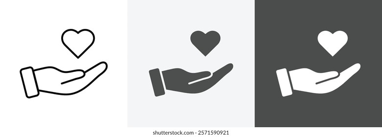 Heart in hand icon set vector art