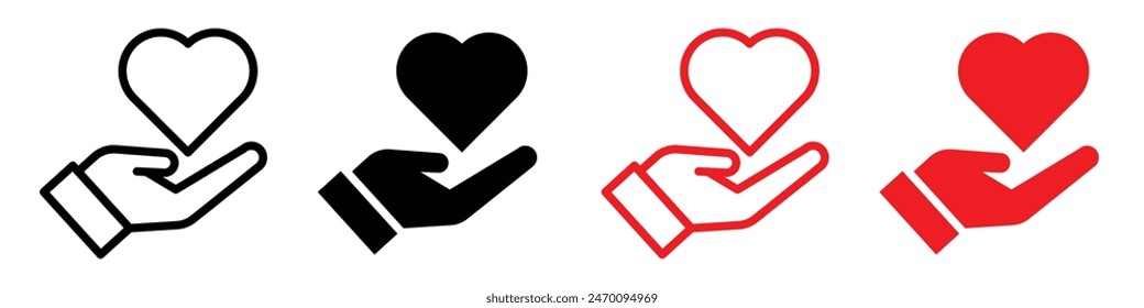 Heart in hand icon showing care and support, perfect for healthcare providers, charities, and community organizations