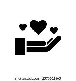 Heart in hand icon showing care and support, perfect for healthcare providers, charities, and community organizations