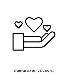 Heart in hand icon showing care and support, perfect for healthcare providers, charities, and community organizations