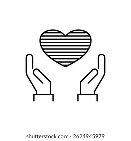 Heart in Hand Icon Showing care and support. Symbol of perfect for healthcare providers, charities, and community organizations.