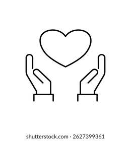 Heart in Hand Icon Showing care and support. Symbol of perfect for healthcare providers, charities, and community organizations. Vector illustration.