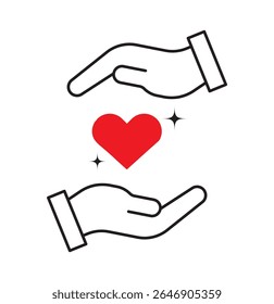 Heart in hand icon showing care and support, perfect for healthcare providers, charities, and community organizations. EPS 10.