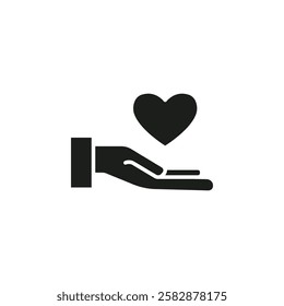 Heart in hand icon Symbol mark in Outline style