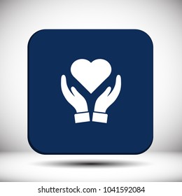 Heart in hand icon vector