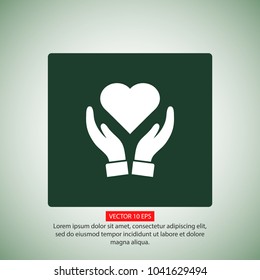 Heart in hand icon vector