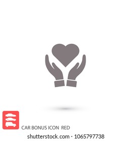 Heart in hand icon vector