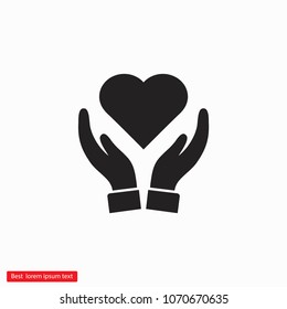 Heart in hand icon vector