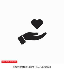 Heart in hand icon vector