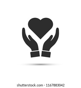 Heart in hand icon vector