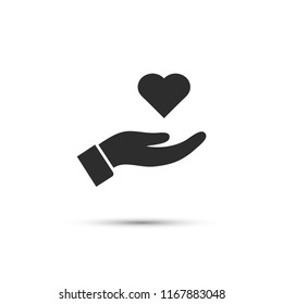 Heart in hand icon vector