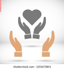 Heart in hand icon vector