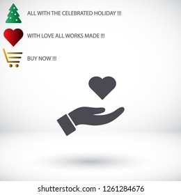 Heart in hand icon vector