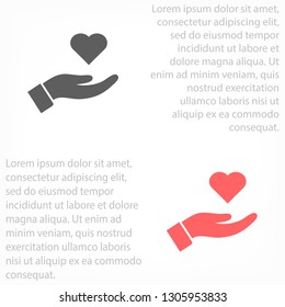 Heart in hand icon vector
