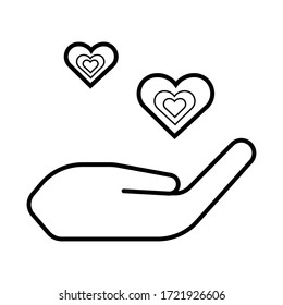 Heart in hand icon vector
