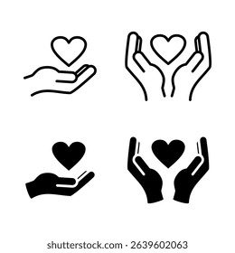Heart in hand icon vector