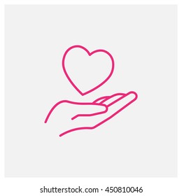 Heart in hand icon, Vector