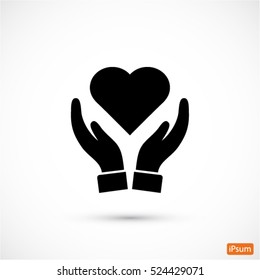 Heart in hand icon vector