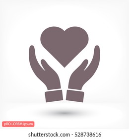 Heart in hand icon vector