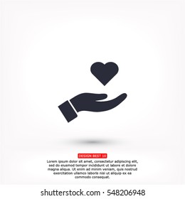 Heart in hand icon vector
