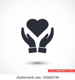 Heart in hand icon vector