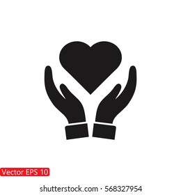 Heart in hand icon vector