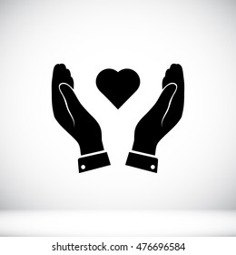 heart in hand icon, vector best flat icon, EPS