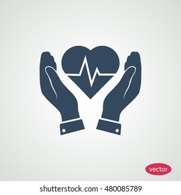 heart and hand icon, vector best flat icon, EPS