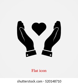 heart in hand icon, vector best flat icon, EPS