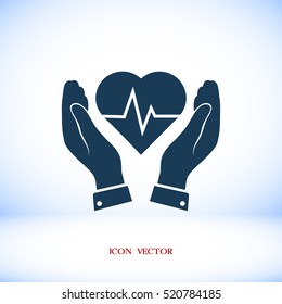 heart and hand icon, vector best flat icon, EPS
