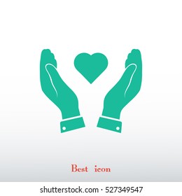 heart in hand icon, vector best flat icon, EPS