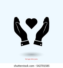 heart in hand icon, vector best flat icon, EPS