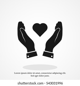 heart in hand icon, vector best flat icon, EPS