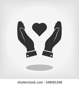 heart in hand icon, vector best flat icon, EPS