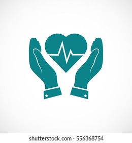 heart and hand icon, vector best flat icon, EPS