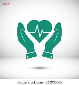 heart and hand icon, vector best flat icon, EPS