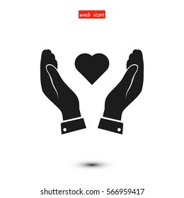 heart in hand icon, vector best flat icon, EPS