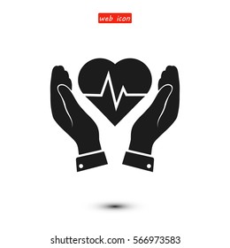 heart and hand icon, vector best flat icon, EPS