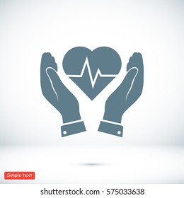 heart and hand icon, vector best flat icon, EPS
