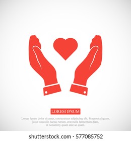 heart in hand icon, vector best flat icon, EPS