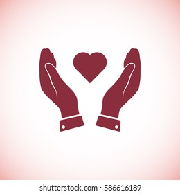 heart in hand icon, vector best flat icon, EPS