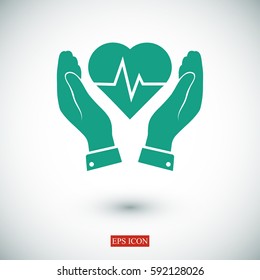 heart and hand icon, vector best flat icon, EPS