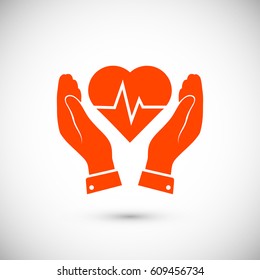 heart and hand icon, vector best flat icon, EPS