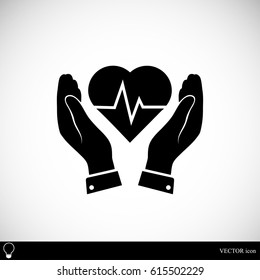 heart and hand icon, vector best flat icon, EPS