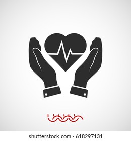 heart and hand icon, vector best flat icon, EPS