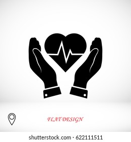 heart and hand icon, vector best flat icon, EPS